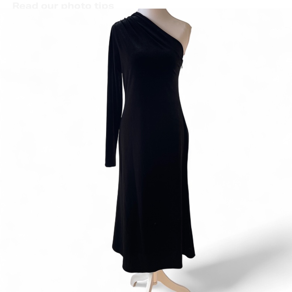 NWT Banana Republic Black‎ One-Shoulder Velvet Cocktail Dress